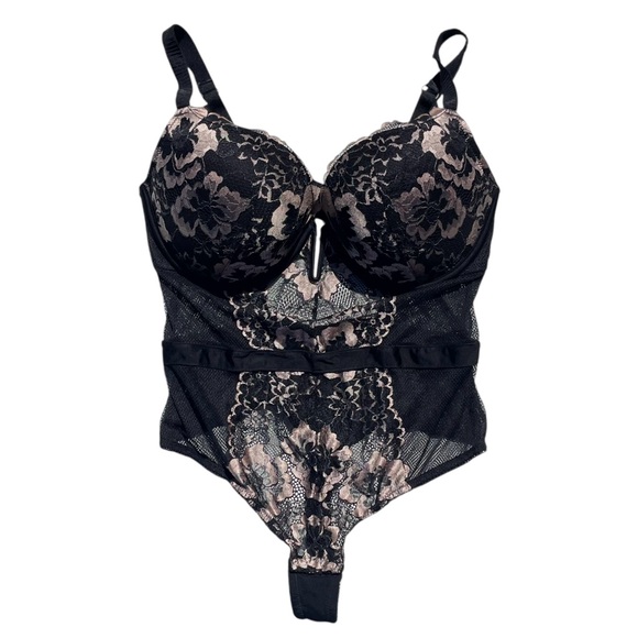 Auden lingerie bodysuit sexy lace thong corset rose gold black large - Picture 3 of 6